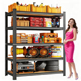 71.2''H Garage Shelving, 3500LBS Heavy Duty Shelvings, Adjustable Garag Storage Shelves, 5 Tier Metal Shelving Unit Wood Storage System Utility Storage Rack for Industrial, Warehouse, Basement KILISTEELS