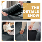 Chireca Sectional Sofa Set of 79.5" Convertible Sofa & Accent Chair, Small L Shaped 3 Seat Couch with Reversible Ottoman, Modern Linen Sofa Couch for Living Room, Office, Apartment, Dark Grey Chireca