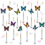 Kigley 12 Pcs Butterfly Diamond Art Wind Chimes Kit Diamond Painting Suncatcher Keychains Double Sided 3D DIY Window Hanging Ornaments Kigley
