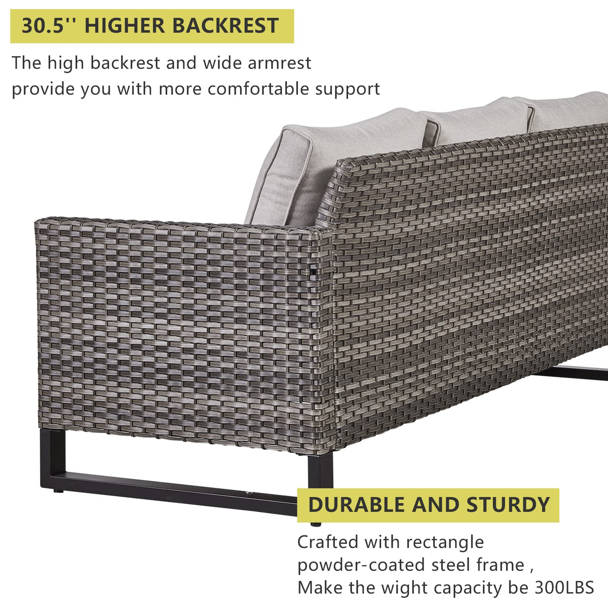 HUMMUH 6 Piece Patio Furniture Set Outdoor Sectional Sofa,PE Wicker Patio Swivel Rocker Chairs with Ottomans Side Table for Porch,Garden,Backyard HUMMUH