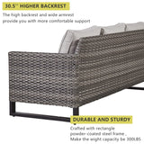 HUMMUH 6 Piece Patio Furniture Set Outdoor Sectional Sofa,PE Wicker Patio Swivel Rocker Chairs with Ottomans Side Table for Porch,Garden,Backyard HUMMUH