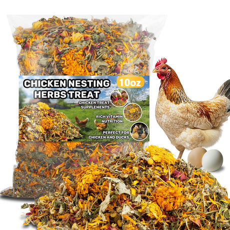 MAQIHAN 10oz Chicken Nesting Herbs - Dried Herb Layer Feed Coop and Run Insulation Roosting Bars for Box Pads Supplies Laying Hens Chicks Vacuum Packed Bedding Winter MAQIHAN