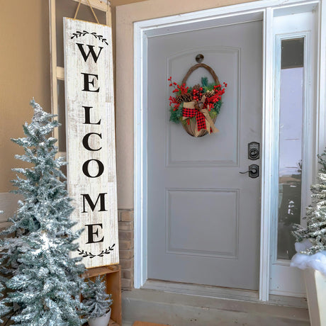 47.2 x 7.8 Inches Welcome Sign for Front Door Welcome Sign for Front Porch Standing Farmhouse Porch Signs Outdoor Tall Welcome to Our Home Sign Decorations Outdoor Welcome Signs for Porch(Welcome) Suzile
