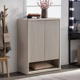 SICOTAS Shoe Cabinet 44" Tall Large Storage Organizer Modern Shoe Rack with Doors & 4 Shelves Mid Century Free Standing 6-Tier Cabinet for Entryway Hallway Living Room Closet SICOTAS