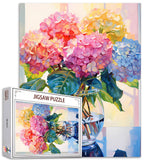 Hydrangea in Glass Vase Jigsaw Puzzle 1000 Pieces Puzzles for Adults, Blossom Flowers Jigsaw Puzzles for Challenging Family Activity Games DIY Puzzle for Home Wall Decor Gifts - 20 x 27 Inches Tucocoo