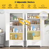 Metal Storage Cabinet with Drawers,75Inch White Pantry Cabinets for Kitchen Storage with 3 Adjustable Shelves,Tall Kitchen Pantry Cabinet for Living Room, Dining Room Office SteeLoong