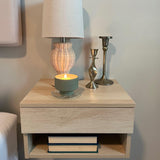 Nathan James Jackson Wall Mounted Floating Bedroom Nightstand with Storage Drawer and Modern Open Shelf Cubby, Light Oak Wood Nathan James