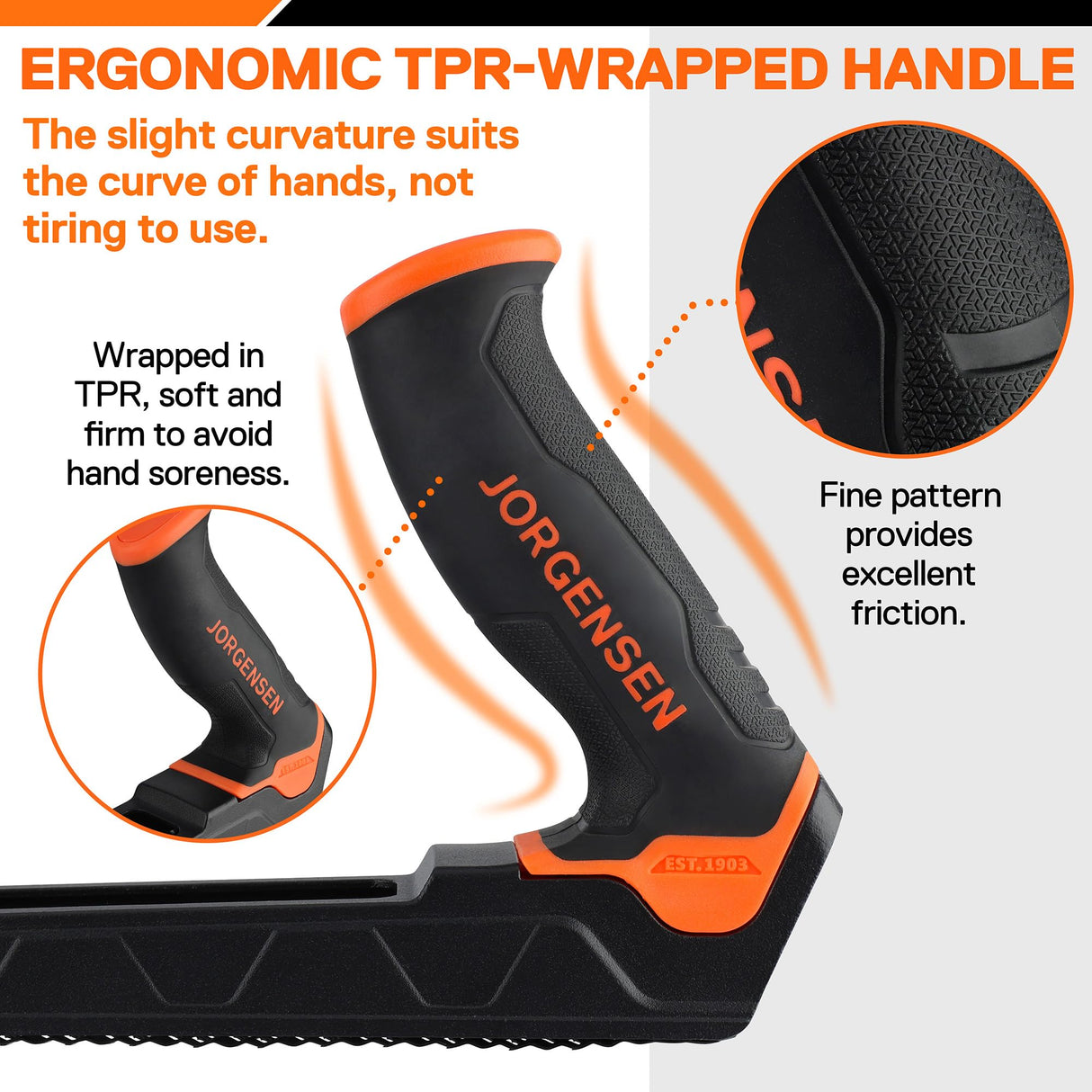 JORGENSEN Wood Plane, Professional Surform Plane, Zinc Alloy Die Casting Body, 65MN Sharp Blade, Wood Shaver Tool for Woodworking Rasp - Ergonomic Soft Grip Handle Jorgensen