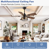 Depuley 42-Inch Ceiling Fans with Lights: Caged Ceiling Fans Dual Finish 5 Blades - Rustic Ceiling Fan with Remote Control for Industrial Living Room Outdoor Patio (E26 Bulb Included) Depuley