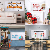 4 Pcs 3 x 6 Feet Large Blank Banner Polyester Sublimation Banner with Hanging Ropes Paintable Easy Hang Signs White DIY Banner Signs for Indoor Wall Outdoor Party Display Business Office Supply Shimeyao