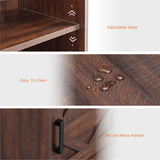 WAMPAT 5-Tier Bookcase with Barn Door Cabinets,73.3" Tall Standing Rustic Bookshelves,63" Wide Modern Farmhouse Display Storage Cabinet with Adjustable Shelves for Home,Office,Rustic Brown WAMPAT