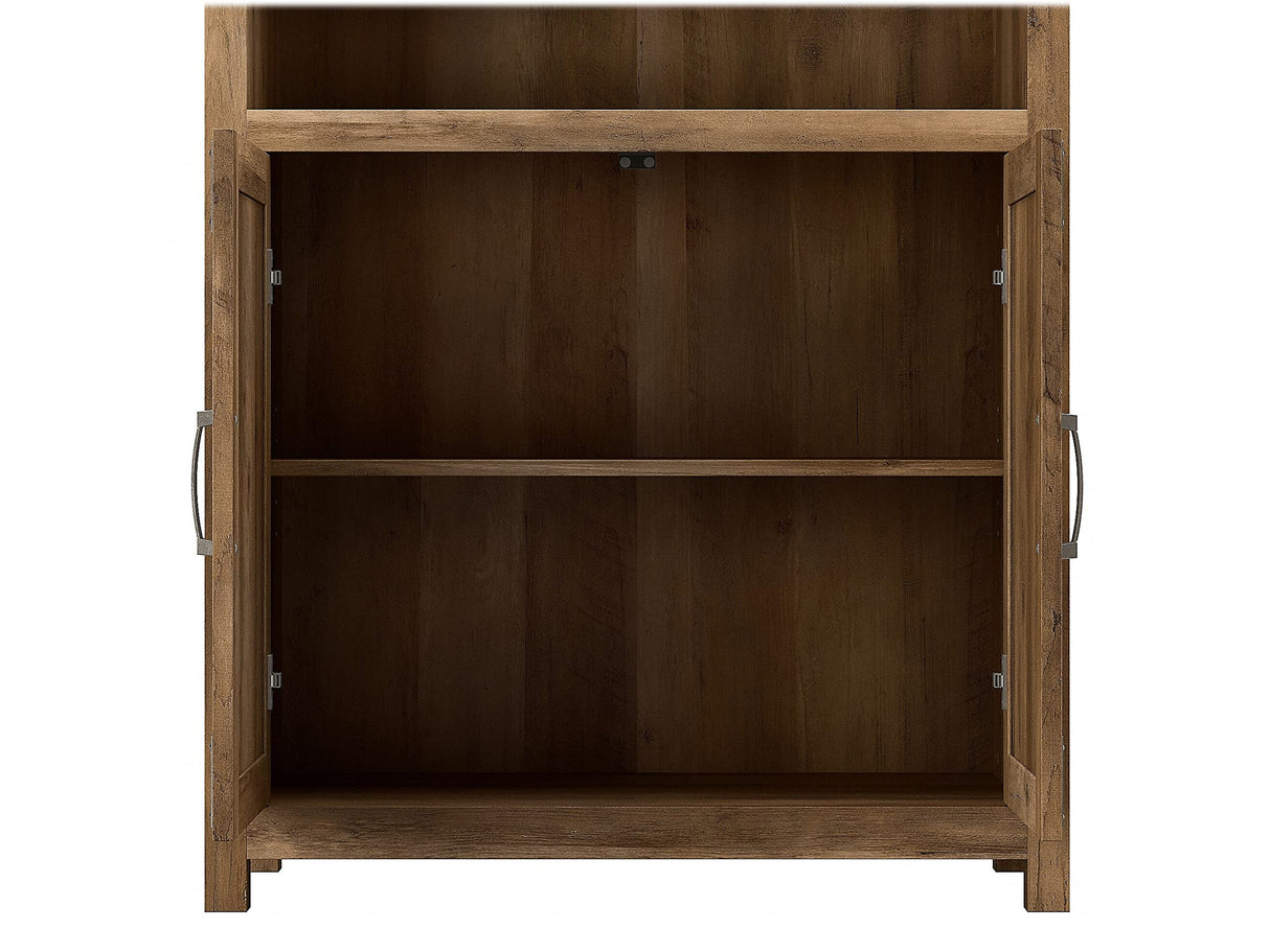 Kathy Ireland Home by Bush Cottage Grove 72-Inch Tall Bookcase with Doors in Reclaimed Pine Bush Business Furniture