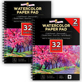 CHALKY CROWN - Watercolor Paper Pad - Water Color Paper Sketch Book - Large Paper for Artists, White - Pack of 2 (64 Sheets) CHALKY CROWN