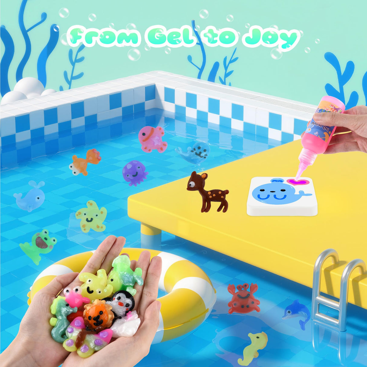 Magic Water Elf Toy Kit, Waters Pets, Aqua Fairy Water Gel Kit with 20 Magic Gels & 24 Shape Molds, DIY Squishy Maker, Summer Activities for Kids，Make Your Own Squishies Toys Crafts for Boys & Girls Nicella