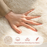 MAXYOYO Bean Bag Chair for Adults, Floral Shaped Bean Bag Sofa, Ultra Soft Faux Fur Floor Sofa, Large Reading Chair for Living Room Bedroom, Beige, Single MAXYOYO