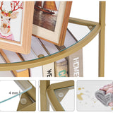 Homhedy 5-Tier Corner Shelf Stand, Metal Corner Bookshelf, Tempered Glass Shelves, Bathroom Storage Rack Shelf, Plant Stand, Modern Style,Golden Homhedy