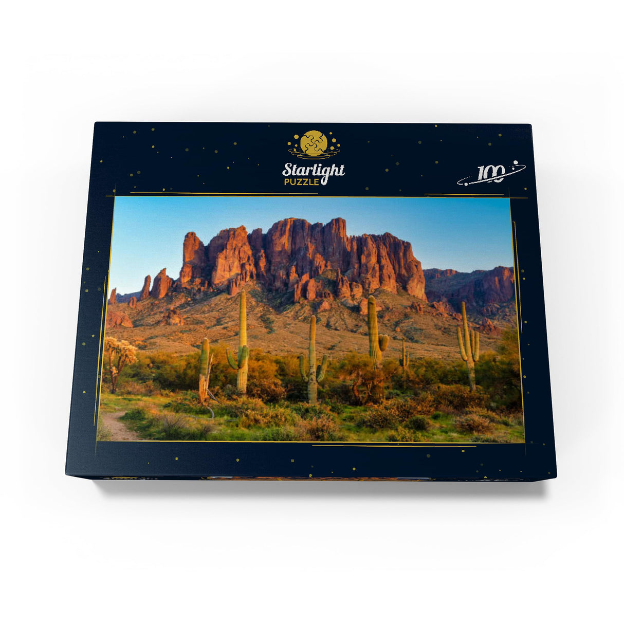 MyPuzzle The Superstition Mountains and Sonoran Desert Landscape at Sunset in Lost Dutchman State Park, Arizona - Premium 100 Piece Jigsaw Puzzle for Adults MyPuzzle.com