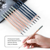 KALOUR 25-Piece Professional Sketch Pencil Set with Matte and Regular Pencils - Includes Vinyl Eraser, Kneaded Eraser, Sharpener, Pencil Extender and Blending Stump - Ideal for Artists and Beginners KALOUR