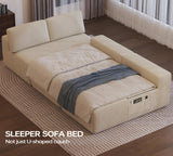 DURASPACE 126.2'' Modular Sectional Sofa, Convertible U Shaped Cloud Couch with Memory Foam, Corduroy Boneless Sectional Couches for Living Room, No Assembly Required (Beige) DURASPACE