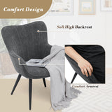 Athena Collection Wingback Accent Chair for Living Room, Upholstered Arm Reading Chair for Adults, Cozy Linen Fabric Armchair with Metal Legs for Bedroom, Makeup, Office, Grey Athena Collection