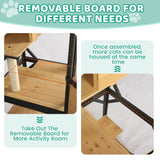 GIODIR 71" H Cat Catio Outdoor Cat Enclosure Window, 4 Tiers Cats Wooden House Cage on Wheels, Large Catios for Cats Indoor Patio with Waterproof Roof, Removable Floor and Scratching Post(Black) GIODIR