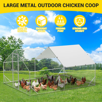 VerisShade Large Metal Chicken Coop, Chicken Coop Run with Cover, Large Chicken Run with Double Door, Chicken Pen for Outdoor Farm Yard (13.1'L x 9.8'W x 6.6'H)