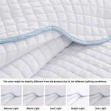 WDCOZY White King Size Quilt Bedding Set, Scalloped Farmhouse Country Rustic Lightweight Soft Coverlet, Cute Cozy Kantha Pick Stitch Bedspread, 2 Pillow Shams, Blue Edge Blue Stitching WDCOZY