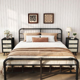 PHOYAL Rattan Nightstand Set of 2, End Table Rattan Bedside Table with Storage 3-Drawer Side Table with 3 Hand Made Rattan Decorated Drawers Wood Accent Table, Black 2 Pack PHOYAL