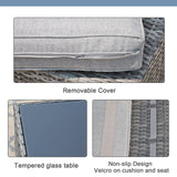 Super Patio Outdoor Patio Furniture Set, 5 Piece PE Wicker Rattan Outdoor Sectional, All-Weather Patio Conversation Set with Gray Cushions and Coffee Table, Steel Frame Super Patio