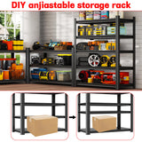 78''H Metal Garage Shelving Unit, Heavy Duty 5-Tier Adjustable Storage Rack, Steel Shelving, 3020 lbs Capacity, Industrial Shelves for Heavy Tools and Equipment, Ideal for Garage, Basement, Black Beaunatixx