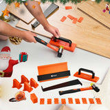 Saker Laminate Flooring Tools, 65-Piece Wood Flooring Installation Kit with 60 Flooring Spacers,Tapping Block with Handle, Pull Bar, 10”Contour Gauge, Rubber Mallet, Tape Measure Saker