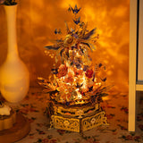 MU 3D Wood Puzzles for Adults The Feast of Flower, 3D Puzzles Lighting Metal Model Kits Building, Wooden Flowers Puzzle Music Box Building Puzzle Boxes Sets, Birthday Gift Desk Home Decor MU