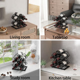 KOKSTOP Countertop Wine Rack, 6 Bottles Wine Storage Capacity, Modern Corner Metal Wine Bottle Holder for Bar, Cabinet, Pantry, Tabletop Wine Racks for Cup and Water Bottle – Black KOKSTOP