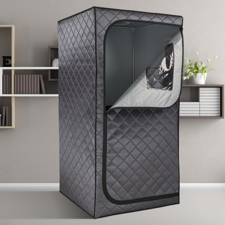 Durasage 1-Person Infrared Sauna for Home, Ultra Low EMF Infrared Panels, LED Lighting, Heating Foot Pad and Portable Chair (1-Person) Durasage