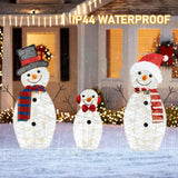 HOURLEEY Christmas Decoration 55 L Lighted Snowman Family Outdoor, 3-Piece Waterproof Plug in 2D Snowman for Yard Patio Lawn Garden Party Decor 20.5X9X29.5Inch-Large (Warm White) Hourleey