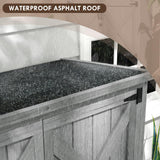 Outsunny Wooden Garden Shed, Outdoor Storage Cabinet with Waterproof Asphalt Roof, Narrow Tool Shed with Shelves and Lockable Doors, Gray Outsunny