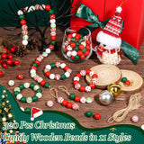 ROADPLUM 320 PCS Christmas Wooden Beads with Jute Twine, 16mm Wooden Christmas Beads in 11 Styles, Wooden Craft Beads with Holes for Christmas Party Holiday Decoration and Bracelet Making ROADPLUM