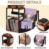 LELELINKY Record Player Stand with Vinyl Storage, 3 Tier Turntable Stand with Display Shelf Storage Up to 180 Albums,Brown End Table Records Cabinet for Media Stereo Speaker, Amplifiers, Magazines LELELINKY
