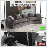 SmartEdge 125'' Modular Curved Sofa Couch, Chenille Deep Seat Sofa with 5 Pillows, Comfy 5 Seat Sofa Cloud Couch, Modular Sectional Sofa for Living Room Apartment Office, Grey SmartEdge