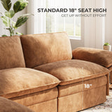 TROMIRY 110" Cloud Couch for Living Room Fluffy Comfy Couches for Apartment | 3 Seater Sectional Couch with Ottoman | Brown TROMIRY