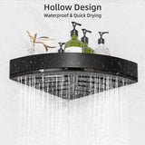 Wisfame Black Corner Shower Caddy - Rustproof Aluminium Triangle Shower Shelf - No Drill & Drill Installation - 2 Bathroom Shelves Wall Mounted (20LB Capacity/Tier) Wisfame