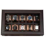 HOUNDSBAY Mariner Mens Watch Box Storage Case Holder, Watch Box for Large Watches, PU Leather Watch Box Organizer for Men, Watch Case for Large Watches, Wrist Watch Display Case, Watch Case Box Men HOUNDSBAY