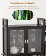 Cozivolife Wine Rack Freestanding Floor,Liquor Bottles Display Organizer with Doors Glass Holder,4 Tiers for Alcohol Accessories Storage and Side 4-Layer Shelves (Black) Cozivolife