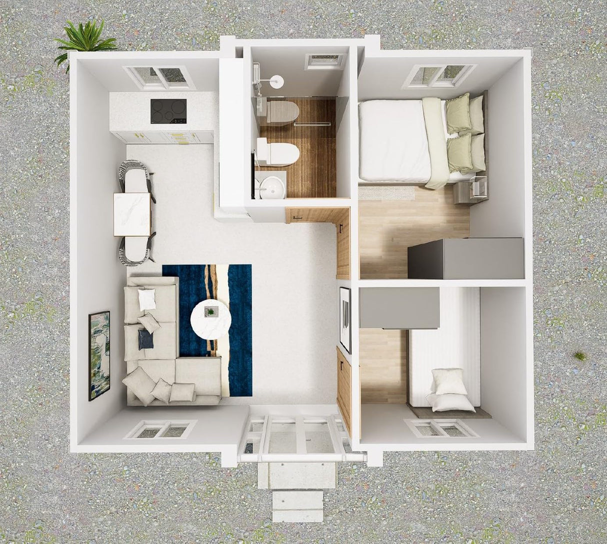 400sqft Tiny Home Plans with 2 Bedrooms, Living Room, Kitchen, Architectural Drawings and Utility Plans Generic