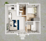 400sqft Tiny Home Plans with 2 Bedrooms, Living Room, Kitchen, Architectural Drawings and Utility Plans Generic