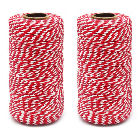 ZZRanYe 2 roll 656 Feet (200M) Red White, Packing String, Durable Rope, Christmas String, for Gardening, Decoration, Tying Cake and Pastry Boxes, Crafts & Gift Wrapping, for Art and Craft ZZRANYE