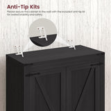 Quimoo 71" Farmhouse Tall Storage Cabinet with Barn Doors, Kitchen Pantry Cabinet with 2 Drawers & Adjustable Shelf, Pantry Storage Cabinet, for Kitchen, Living Room, Dining Room, Black Quimoo