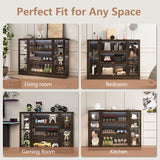 BONITURE Display Cabinet with Acrylic Glass Doors,Extra Wide Curio Cabinet with LED Lighting for Collectibles, Collectibles Toy Organizers Rack & Display Shelf Display Case, Walnut BONITURE