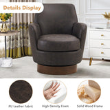 HUMEHA Swivel Barrel Chairs Set of 2, Modern PU Leather Swivel Accent Chairs Armchair with Gold Stainless Steel Base, Reading Chair for Bedroom Comfy Round Barrel Chair for Living Room, Brown HUMEHA