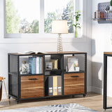 Tribesigns 2 Drawer Wood File Cabinets, Modern Mobile Lateral Filing Cabinet for Letter/ A4 Size, Printer Stand with Open Storage Shelves and Drawer for Home Office, Rustic Walnut Tribesigns